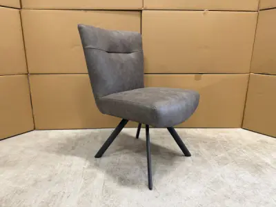 Stoel Janne (set van 8) Stof Geweven suède - donker grijs – kavel bij XL Auctions