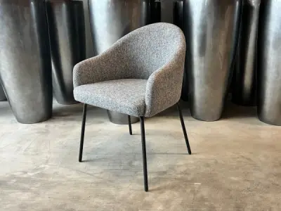 Eetkamerstoel Bo (set van 8) Linnenstof - Donker Grijs – kavel bij XL Auctions