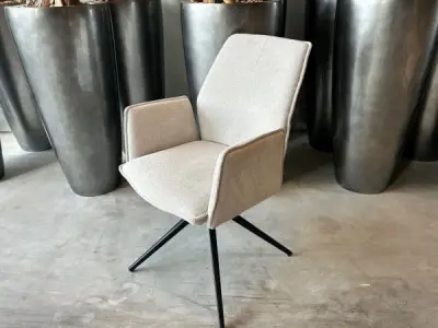 Armstoel Davidson (set van 8) Draaibaar - Stof - Creme – kavel bij XL Auctions