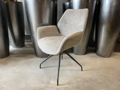 Eetkamerstoel Mondial (set van 6) weefstof - taupe – kavel bij XL Auctions