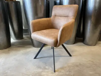Eetkamerstoel Manur (set van 6) Microvezel stof - Cognac – kavel bij XL Auctions