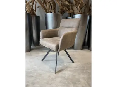 Eetkamerstoel Manur (set van 6) Microvezel stof - taupe – kavel bij XL Auctions