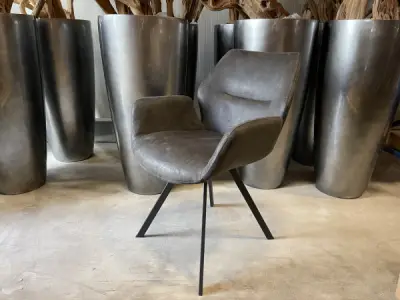 Eetkamerstoel Vini (set van 6) microleder - antraciet – kavel bij XL Auctions