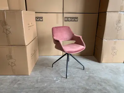 Eetkamerstoel Kenny (set van 6) Draaibaar - Velvet - Roze – kavel bij XL Auctions