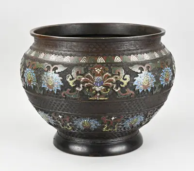 Japanse cloisonné bloempot Ø 35 cm – kavel bij Twents Veilinghuis