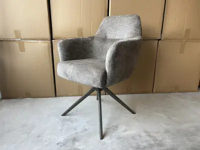 Eetkamerstoel Monzi (set van 6) - Stof - Taupe – kavel bij XL Auctions