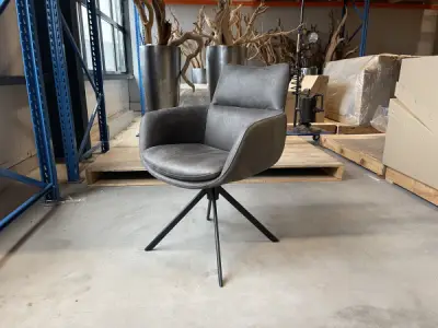 Eetkamerstoel Nola (set van 6)-draaibaar-microleder-grijs – kavel bij XL Auctions
