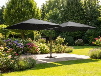 Dubbele hangende parasol zwart 2 * 300x400cm – kavel bij XL Auctions
