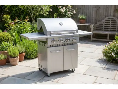 RVS Gasbarbecue - 4 branders met zijbrander – kavel bij XL Auctions