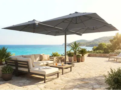 Vierdubbele hangende parasol Donkergrijs (4 * 300x300cm) – kavel bij XL Auctions