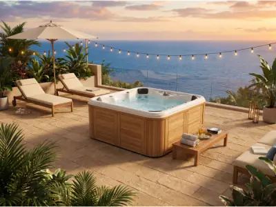 5 Persoons Outdoor Spa 208x208 cm - incl. 2 ligbedden - Wit – kavel bij XL Auctions