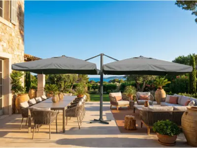 Dubbele hangende parasol Donkergrijs (2 * 300x400cm) – kavel bij XL Auctions