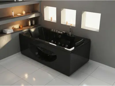 whirlpool massagebad Zwart - Half vrijstaand 1800x900mm – kavel bij XL Auctions