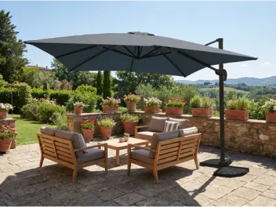 Hangende parasol donkergrijs 300x300cm – kavel bij XL Auctions