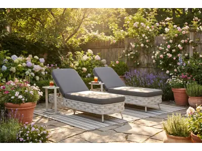 Ligbeddenset incl. bijzettafels/kussens 4-delig – kavel bij XL Auctions