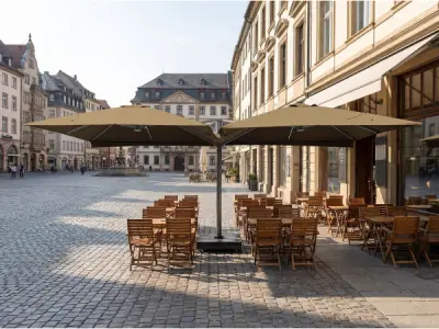 Vierdubbele hangende parasol Taupe (4 * 300x300cm) – kavel bij XL Auctions