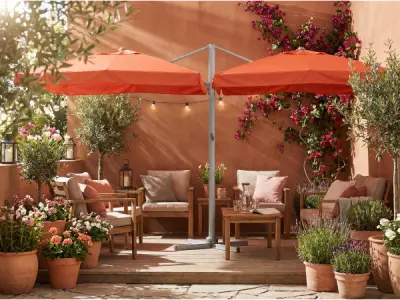 Dubbel hangende parasol Oranje (2 * 300x400cm) – kavel bij XL Auctions