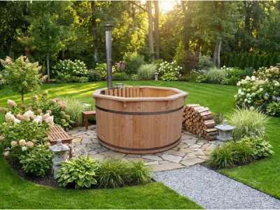 Houten hottub met kachel incl. cover – kavel bij XL Auctions