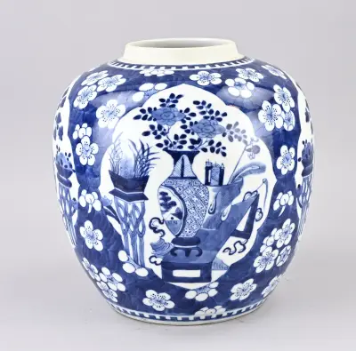 Grote Chinese gemberpot, H 27,5 cm – kavel bij Twents Veilinghuis