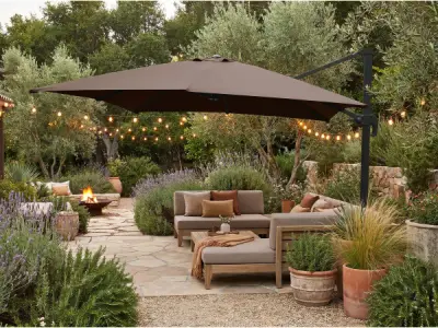 Hangende parasol taupe / sandy - 300x400 cm – kavel bij XL Auctions