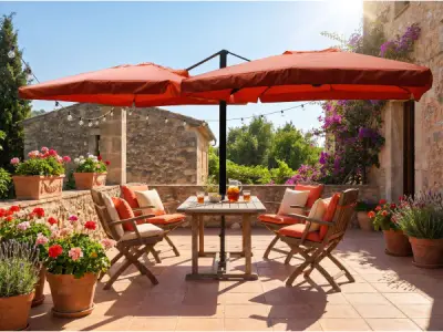 Dubbel hangende parasol oranje 2 * 300x300 cm – kavel bij XL Auctions