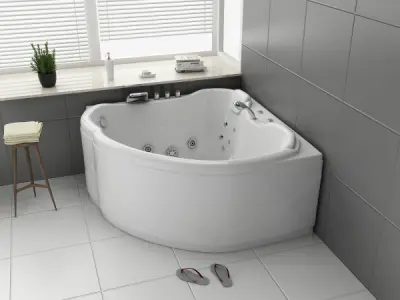 Whirlpool Massagebad - Wit - Hoekbad - 138x138x68cm – kavel bij XL Auctions