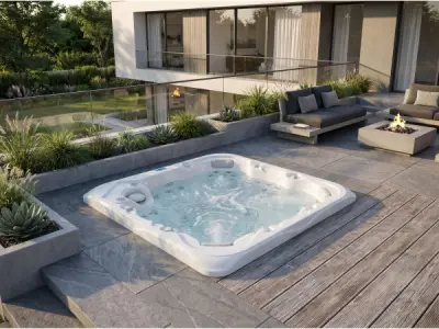 5-persoons 220x220x90 cm - Sneeuwwit bad - Incl. Bluetooth – kavel bij XL Auctions