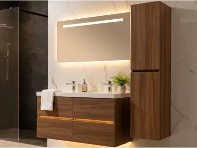 Badkamermeubel 120 cm - Licht hout decor – kavel bij XL Auctions