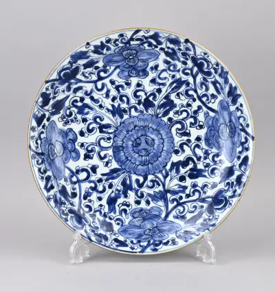 Chinese schotel (bl/wit) Ø 35,7 cm – kavel bij Twents Veilinghuis