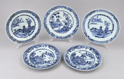 5x Chinees bord Ø 23 - 24 cm – kavel bij Twents Veilinghuis