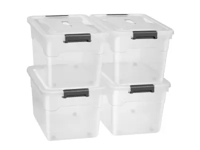 Opbergdoos/ opslagbox 60 ltr - Kunststof - 4-delig – kavel bij XL Auctions