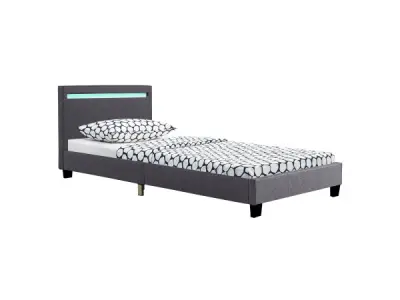 Gestoffeerd Bed Verona - 90 x 200 cm - Grijs – kavel bij XL Auctions