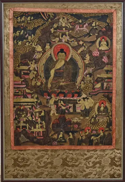 Tibetaanse tangka, 98 x 65 cm – kavel bij Twents Veilinghuis