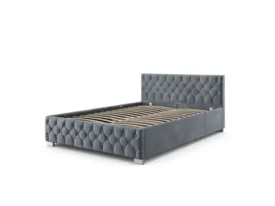 Gestoffeerd Bed Nizza - 140 x 200 cm - Grijs – kavel bij XL Auctions