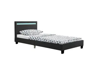 Gestoffeerd Bed Verona - 90 x 200 cm - Zwart – kavel bij XL Auctions