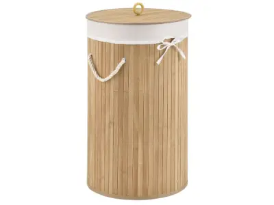 Bamboe Wasmand Curly - 55 liter - Naturelkleur - Incl. waszak – kavel bij XL Auctions