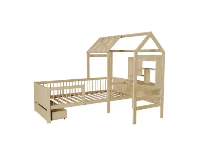 Kinderbed Yari - Incl. Tafel en Lade - Naturel – kavel bij XL Auctions