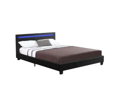Gestoffeerd bed Verona - 120 x 200 cm - Zwart - LED – kavel bij XL Auctions