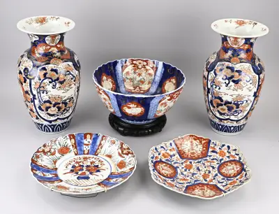 5x Imari porselein (Japan) – kavel bij Twents Veilinghuis
