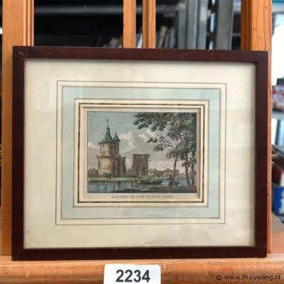 Originele 18e eeuwse kopergravure van Jan Bulthuis. De ruïne van Kasteel Duurstede in Wijk bij Duurstede – kavel bij ProVeiling