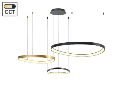 Hanglamp Zwart en Goud Trio Ring 160W LED CCT 3 Kleur – kavel bij XL Auctions