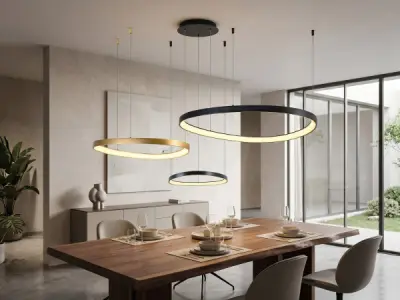 Hanglamp Zwart en Goud Trio Ring 160W LED CCT 3 Kleur – kavel bij XL Auctions