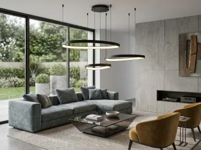 Hanglamp Zwart 42cm&62cm&82cm Trio Ring 160W LED CCT 3 Kleur – kavel bij XL Auctions