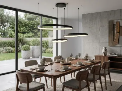 Hanglamp Zwart 42cm&62cm&82cm Trio Ring 160W LED CCT 3 Kleur – kavel bij XL Auctions