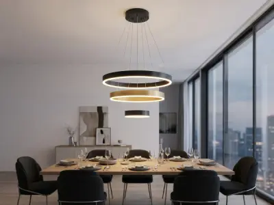 Hanglamp Zwart en Goud Trio Ring 60W LED CCT 3 Kleur – kavel bij XL Auctions