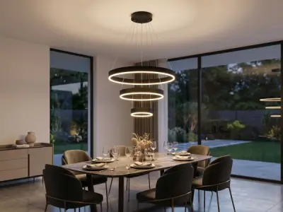 Hanglamp Zwart Trio Ring 60W LED CCT 3 Kleur – kavel bij XL Auctions