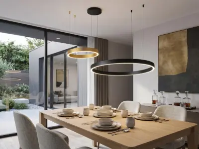 Hanglamp Zand Zwart en Goud Duo Ring 60W LED CCT 3 Kleur – kavel bij XL Auctions