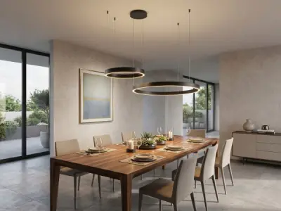 Hanglamp Zwart 80&40cm Duo Ring 60W LED CCT 3 Kleur – kavel bij XL Auctions