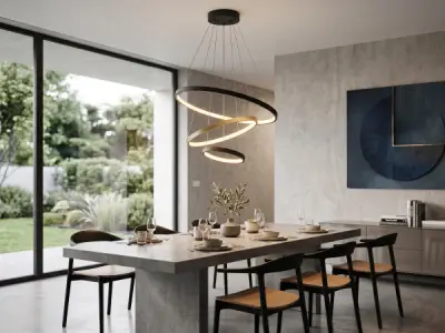 Hanglamp Zand Zwart en Goud Trio Ring 50W LED CCT 3 Kleur – kavel bij XL Auctions