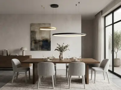 Hanglamp Zand Zwart en Goud 80cm&40cm Duo Ring 50W LED CCT 3 – kavel bij XL Auctions